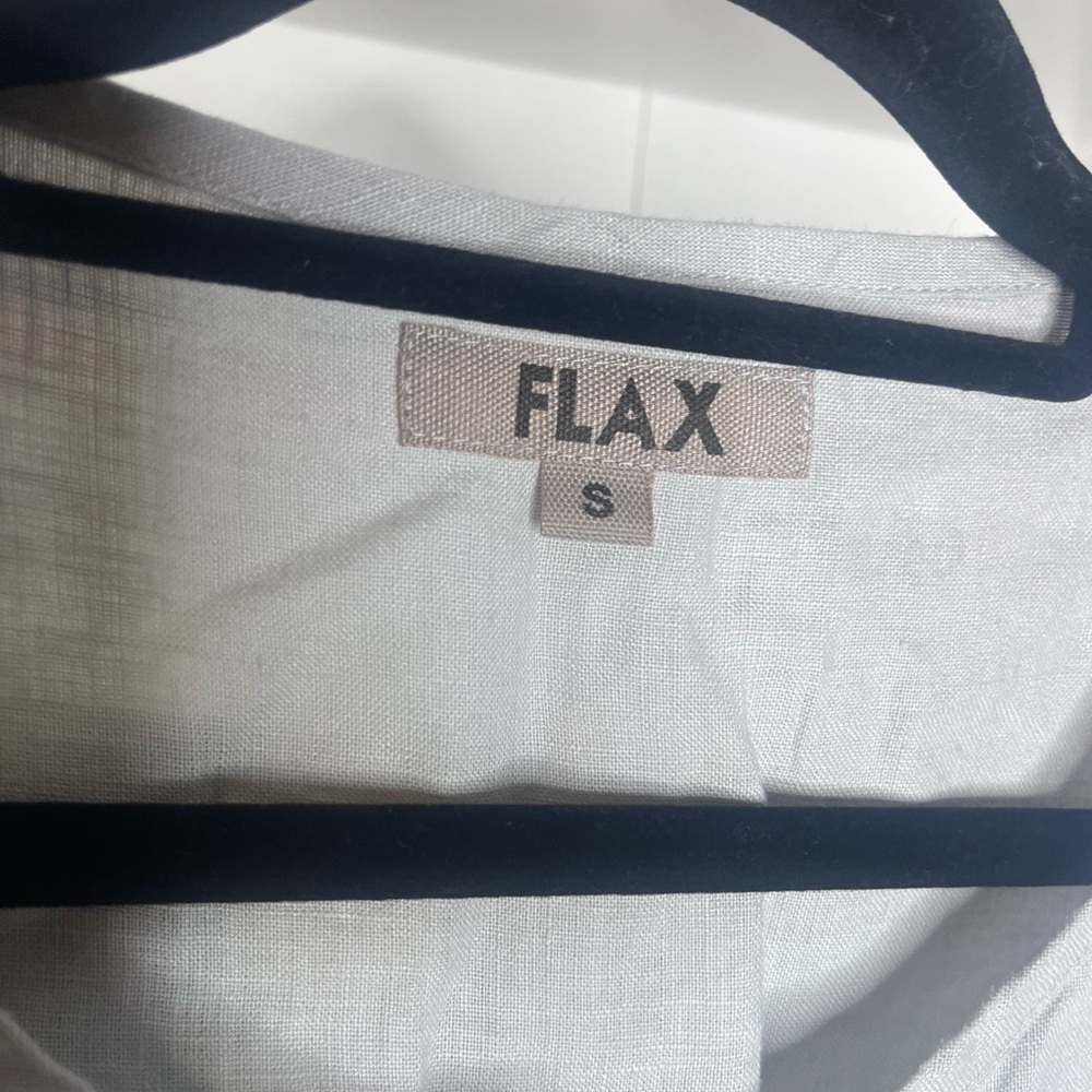 Flax 100% Linen Grey Button Up Dress with pockets size small - Picture 2 of 3